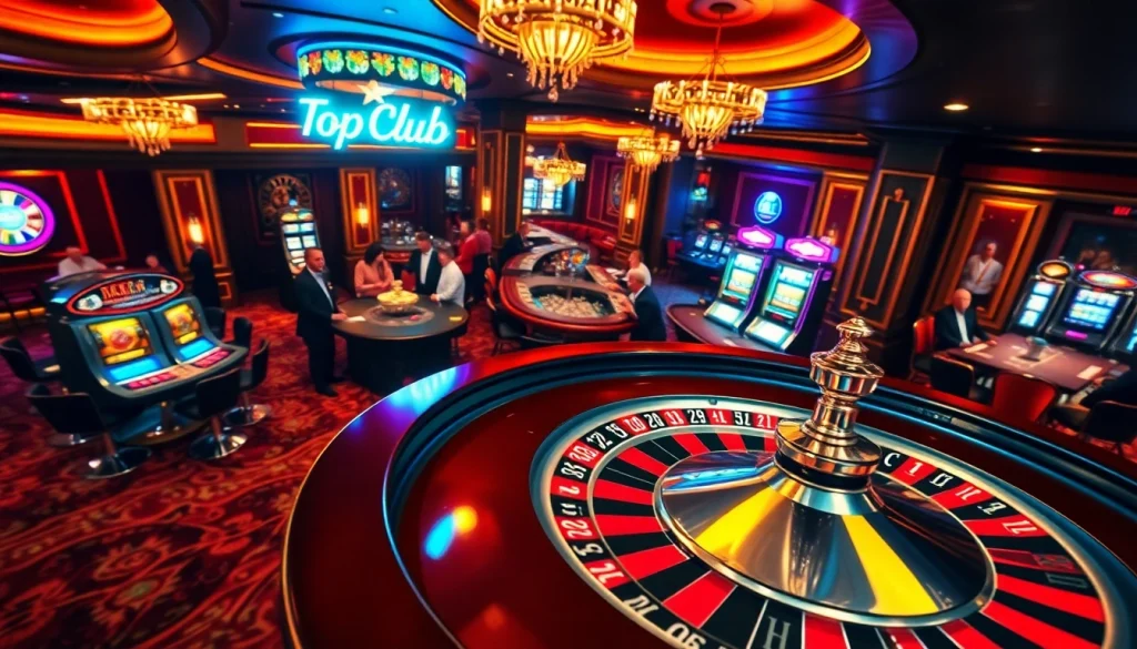 Experience the thrill of gambling at https://topclub.space/ with an elegant roulette scene filled with colorful chips.