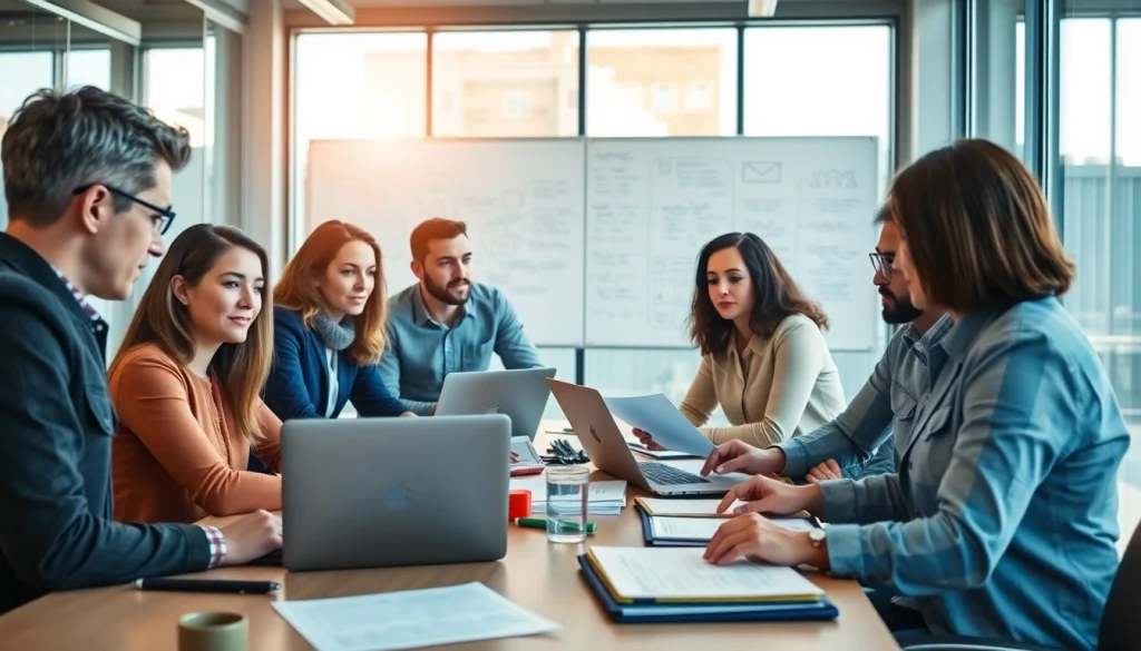 Capture a dynamic session on Customized Proposal Writing with professionals collaborating in a bright office.