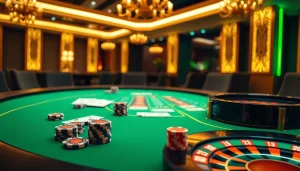 UU88 high-tech casino scene with poker chips, cards, and roulette wheel highlighting excitement