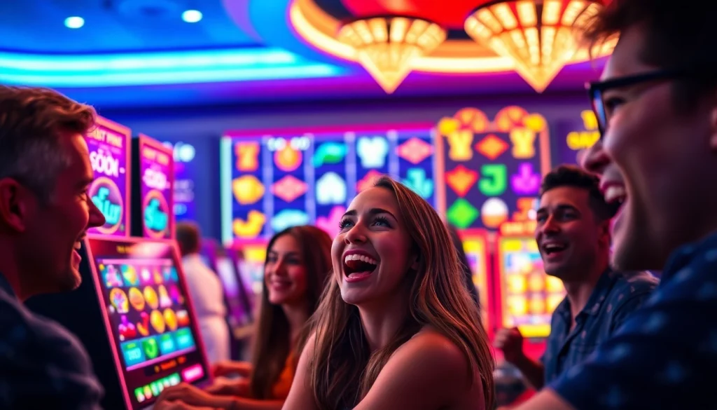 Melihat pengalaman menarik saat bermain slot deposit 5000 dengan berbagai simbol berwarna-warni di mesin slot.