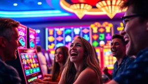 Melihat pengalaman menarik saat bermain slot deposit 5000 dengan berbagai simbol berwarna-warni di mesin slot.