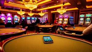 Experience the thrill of gaming with the 789win app on a luxurious casino floor.