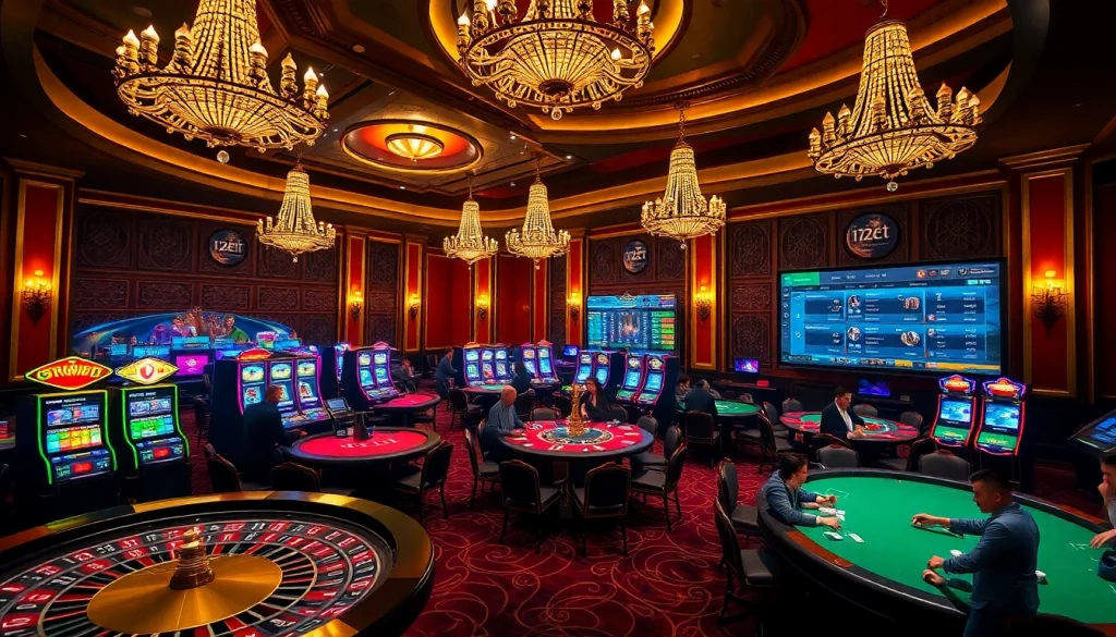 Experience the excitement of 12bet with vibrant casino visuals showcasing games and online betting.