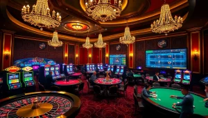 Experience the excitement of 12bet with vibrant casino visuals showcasing games and online betting.