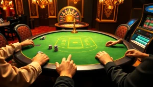 Experience the thrill of poker at https://uu88ae.com/ with a luxurious casino scene showcasing vibrant poker chips and an exciting roulette wheel.
