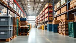 Locate a modern warehouse near me with organized storage solutions and efficient layout.
