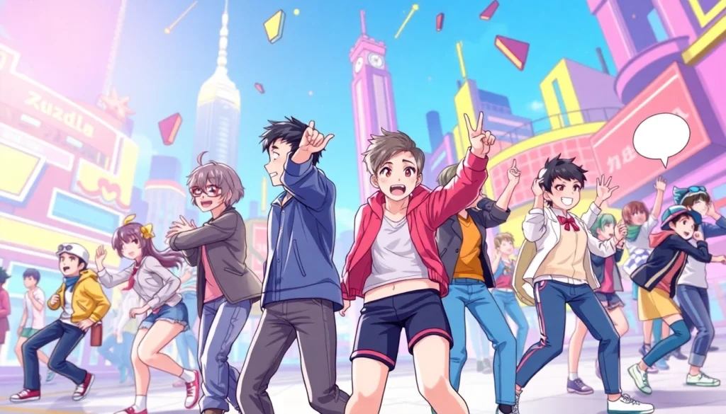 뉴토끼 플랫폼의 다양한 웹툰 캐릭터들이 활기차게 활동하는 장면