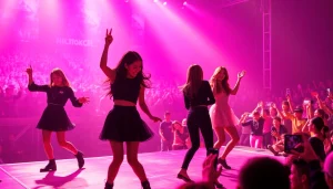 BLACKPINK news showcases the dynamic energy of the K-pop band during a live concert with vibrant performances.
