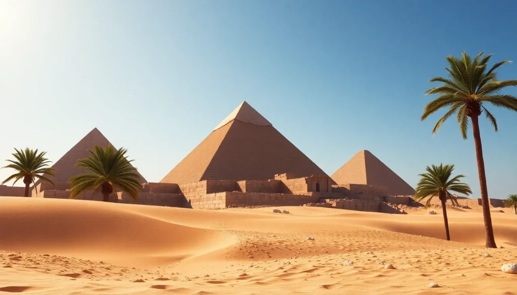 View of the Great Pyramid of Giza highlighting ancient pyramids structures.