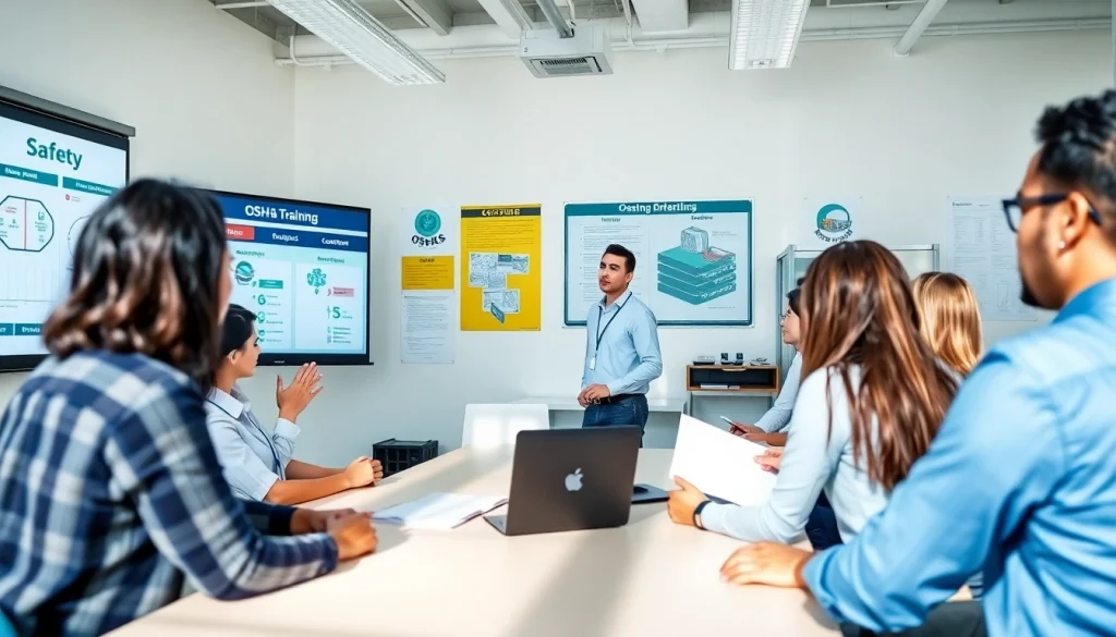 Engaged participants in OSHA training carolinas focused on safety protocols in a bright classroom.