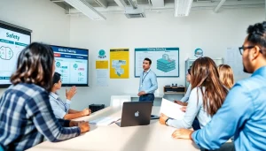 Engaged participants in OSHA training carolinas focused on safety protocols in a bright classroom.