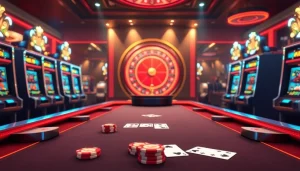 Experience high-stakes gaming with vibrant poker and slot visuals, exploring themes of modern gambling and porn ai.