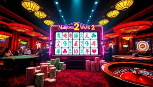 Experience the excitement of Mahjong Ways 2 with vibrant slot gameplay, colorful tiles, and casino ambiance.