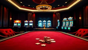 Experience the thrill of gambling at https://urr88.com/ with vibrant casino lights, poker tables, and roulette wheels.