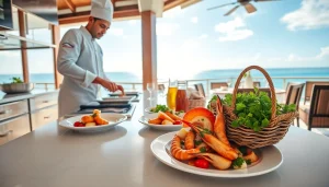 Experience private chef st martin preparing exquisite meals in a luxury villa kitchen.