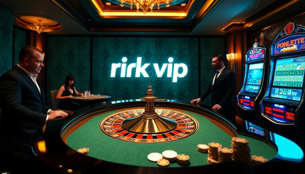 Players enjoying high-stakes games at a luxurious casino featuring rik vip atmosphere and excitement.