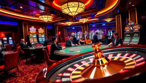 Experience the thrill of BJ38 gambling with a lively casino scene featuring poker and roulette.