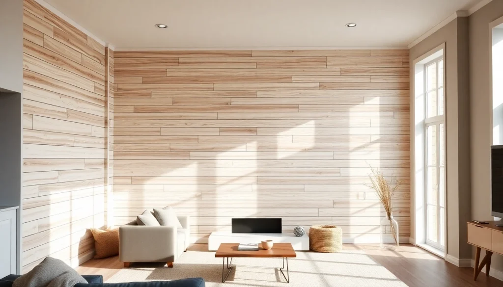 Installing interior wall board with modern textures in a cozy living room.