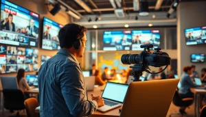 Capture the essence of journalism at https://southernmarylandchronicle.com with a dynamic newsroom scene.