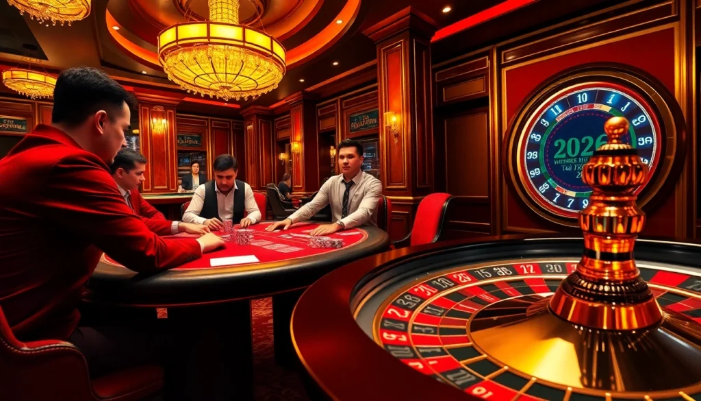The hidden wiki 2026 highlights intense poker action in a luxurious casino setting.