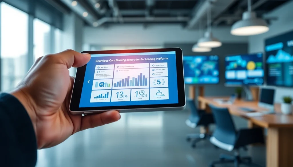 Visualizing Core Banking Integration for Lending Platforms with a professional digital banking interface.