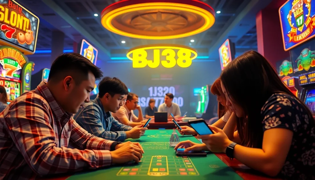 Engaging players enjoying BJ38 online gaming platform with diverse casino games.