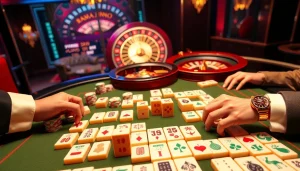 Engage in Mahjong Ways 2 with vibrant casino tiles and chips on a mahjong table.