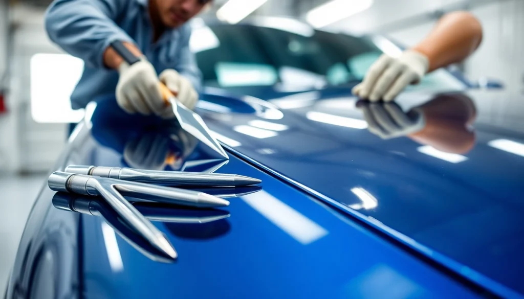 Apply ceramic coating near me with professional service in a bright, well-equipped garage.