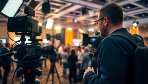 Capture engaging moments through video production edmonton, showcasing a vibrant corporate event scene.