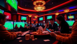 Engaging in เทคนิคแทงบอล strategies at a luxurious casino betting scene.