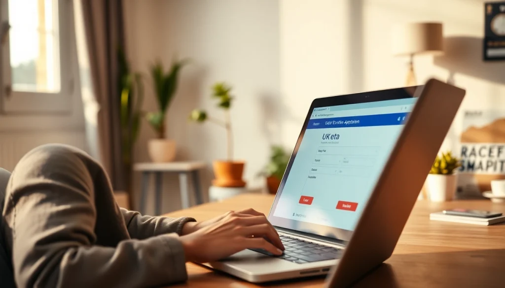 Navigate the uk eta online application seamlessly on a modern laptop in a cozy home office.