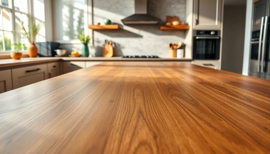 Worktops Replacement London showcasing a modern kitchen with new rustic countertops.