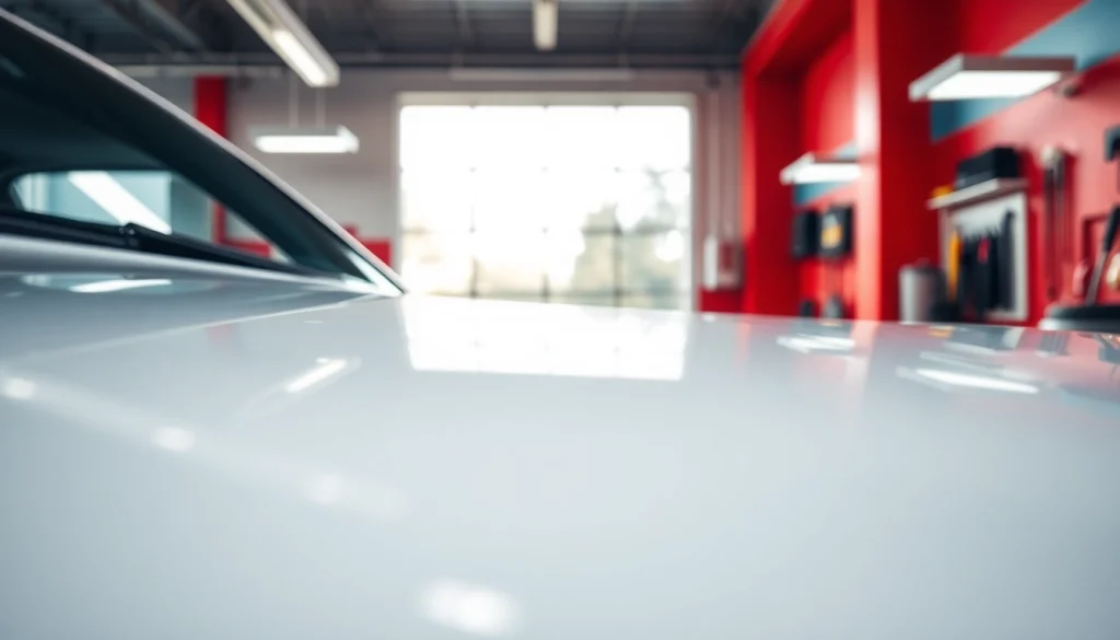 Showcasing car detailing Chattanooga services with a gleaming car and professional tools.