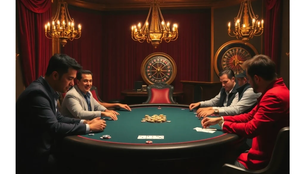 Experience the thrill of poker at a luxurious casino while exploring layarkaca21's game strategies.