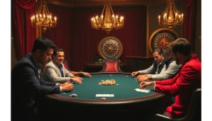 Experience the thrill of poker at a luxurious casino while exploring layarkaca21's game strategies.