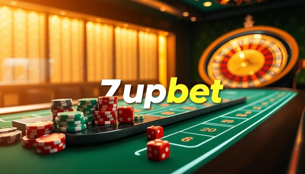 Exciting 7upbet online gambling scene with casino elements and betting interface.