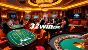 Players enjoying games at 32win com, featuring live dealers and exciting casino ambiance.