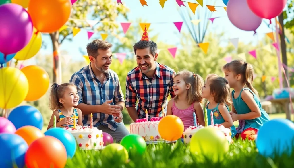Children engaging with birthday party entertainers in a vibrant celebration.