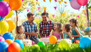 Children engaging with birthday party entertainers in a vibrant celebration.