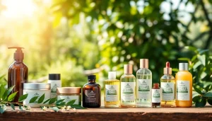 Ekologiska kosmetika vaisių ir žolelių atmosfera, akcentuojanti natūralius produktus