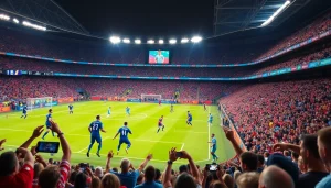 مشهد من مباراة كورة لايف مع اللاعبين والجماهير وأضواء الاستاد