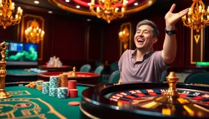 Celebrate your Luck8 win with a thrilling casino experience featuring vibrant gambling visuals.