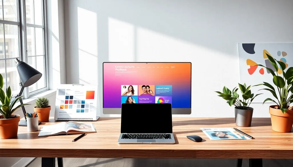 Engaging brochure website design essex displayed in a creative workspace setup.