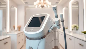 Beauty machine for body fat reduction in a modern salon setting, showcasing advanced features and a professional ambiance.