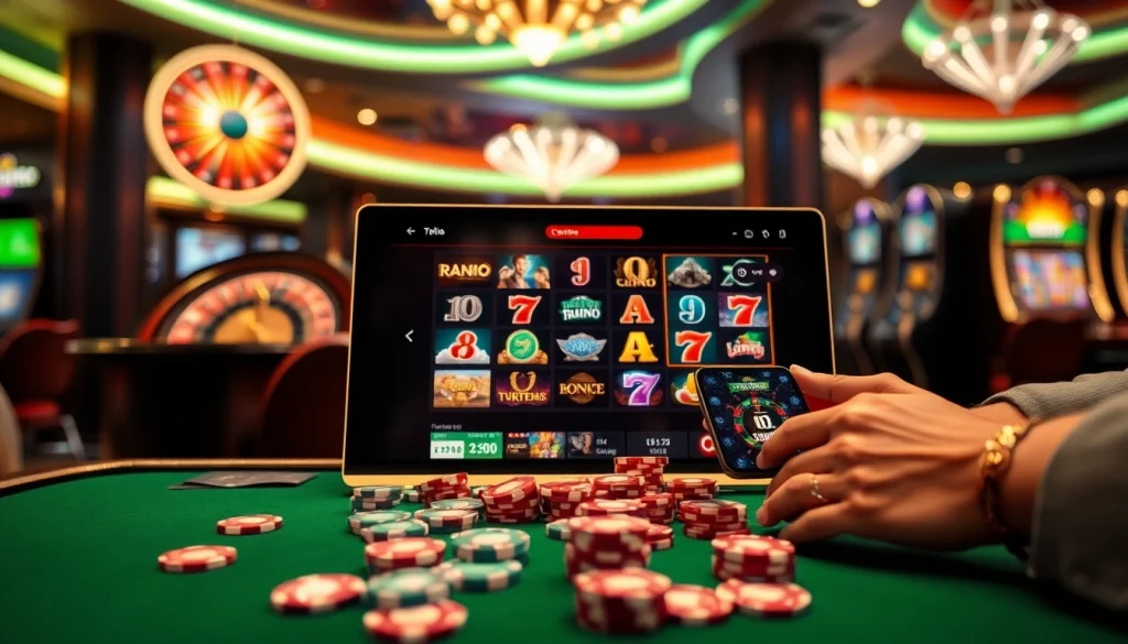 Adegan perjudian online yang menarik di jmacdonaldphoto.com menampilkan permainan slot dan roulette yang berwarna-warni.