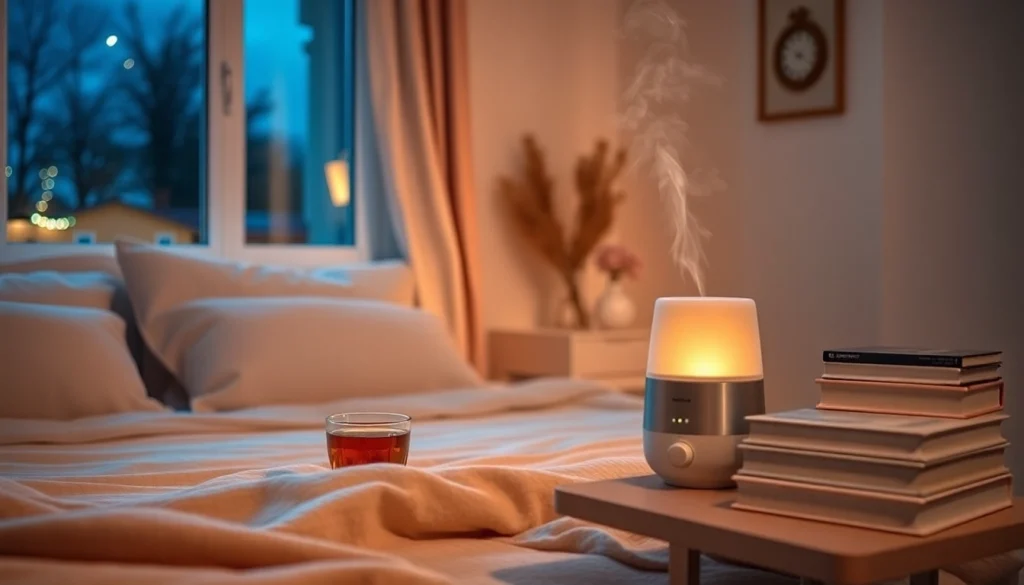 リラックスした寝室の情景で、一晩で風邪を治す効果的な方法を見つける。