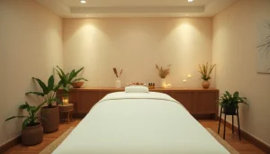 편안한 분위기와 부드러운 장식이 있는 부산마사지 룸