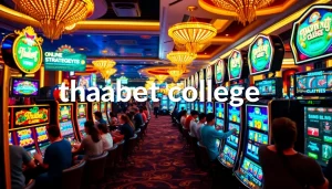 Exciting slot machines in a luxury casino setting at thabet college, showcasing vibrant gameplay moments.
